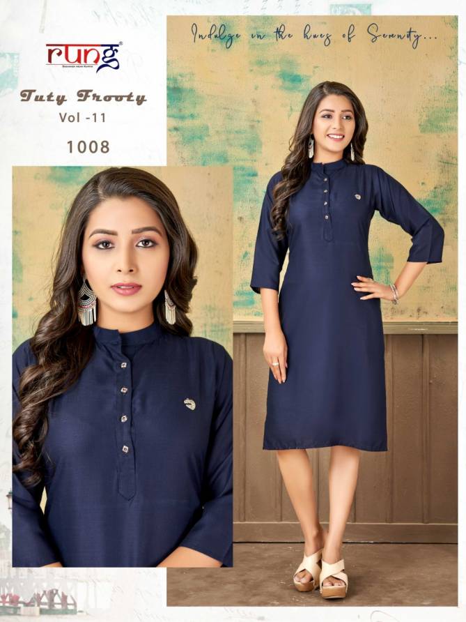 Rung Tuty Frooty 11 Heavy Rayon Ethnic Wear Latest Kurti Collection